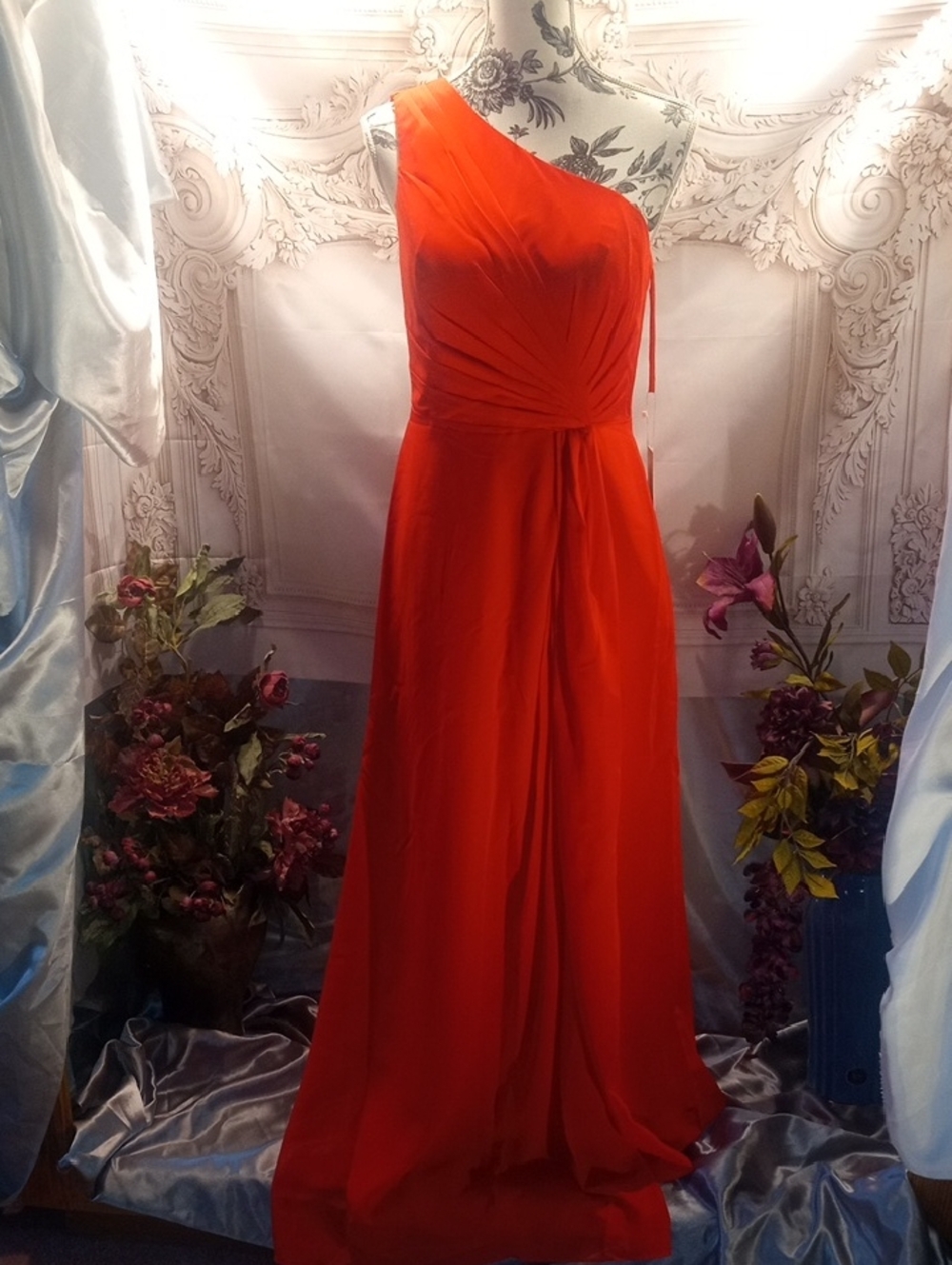 Asymmetrical One-Shoulder Red Evening Dress